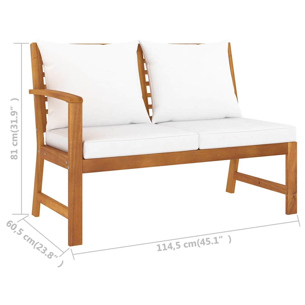6-tlg. Garten-Lounge-Set mit Auflagen Creme Massivholz Akazie