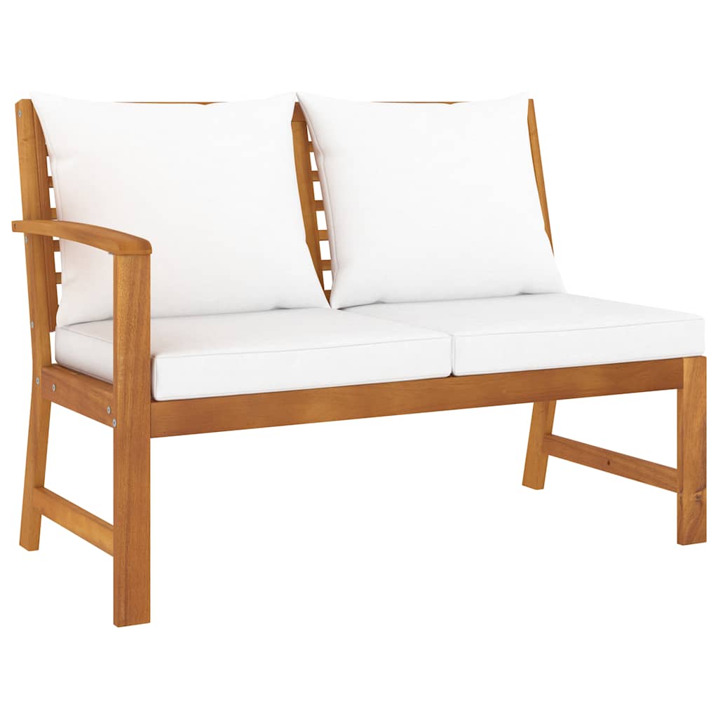 6-tlg. Garten-Lounge-Set mit Auflagen Creme Massivholz Akazie