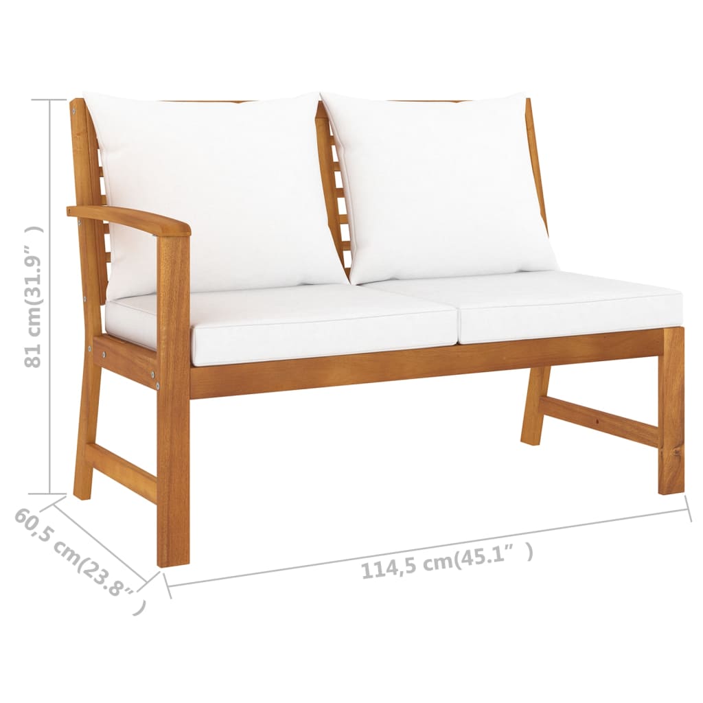 9-tlg. Garten-Lounge-Set mit Auflagen Creme Massivholz Akazie