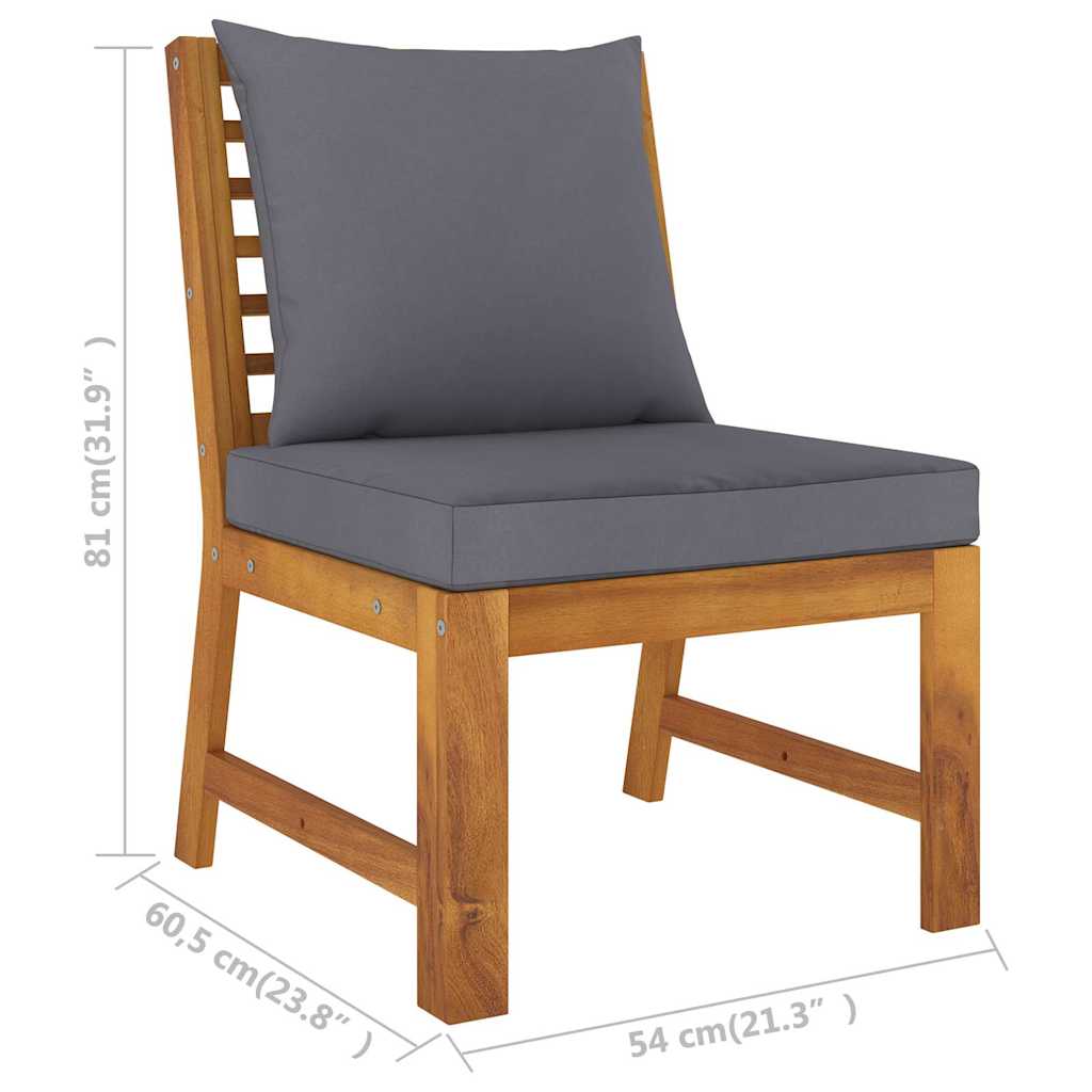 4-tlg. Garten-Lounge-Set mit Auflagen Massivholz Akazie