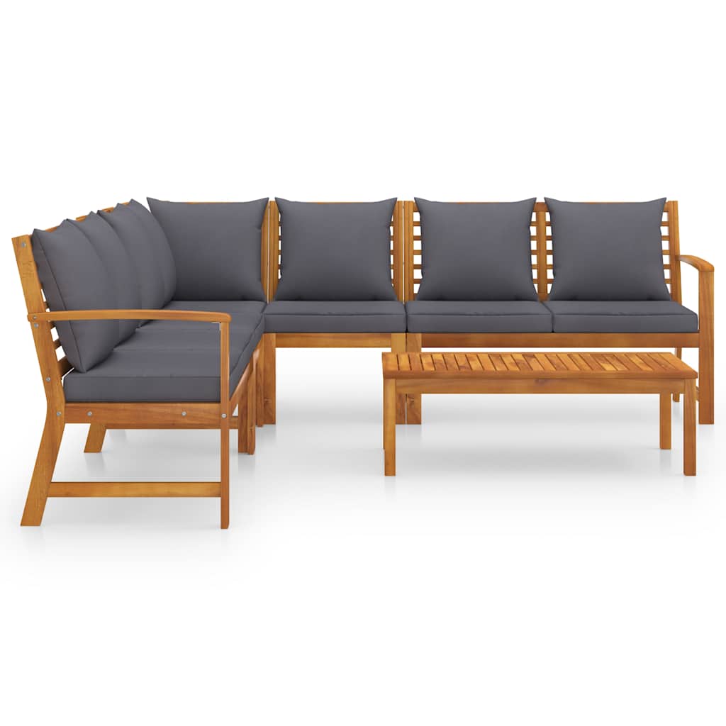 6-tlg. Garten-Lounge-Set mit Auflagen Massivholz Akazie