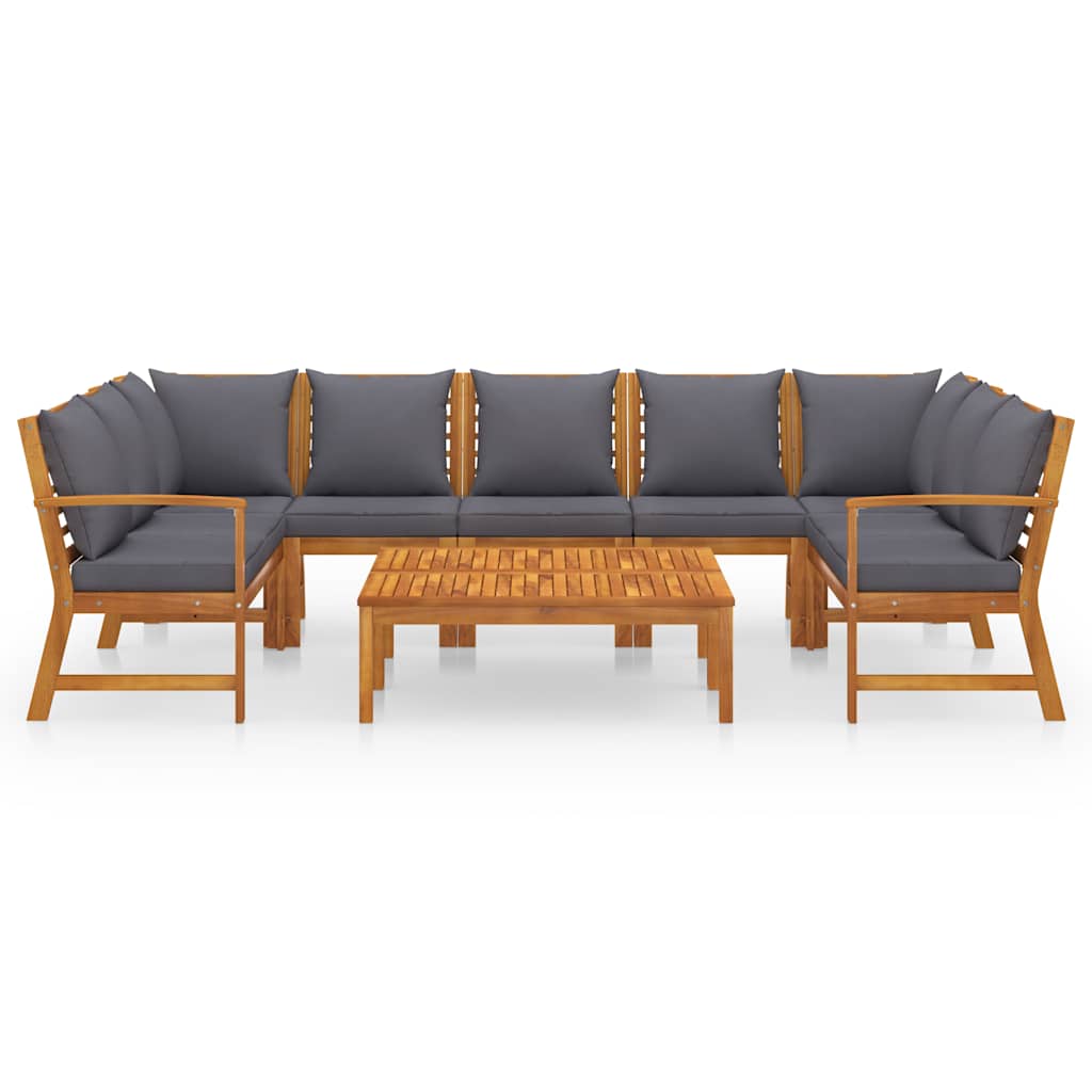 9-tlg. Garten-Lounge-Set mit Auflagen Massivholz Akazie