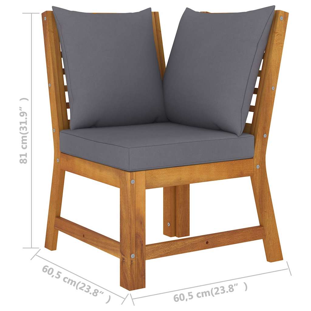 9-tlg. Garten-Lounge-Set mit Auflagen Massivholz Akazie