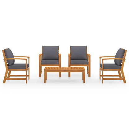 5-tlg. Garten-Lounge-Set mit Auflagen Massivholz Akazie