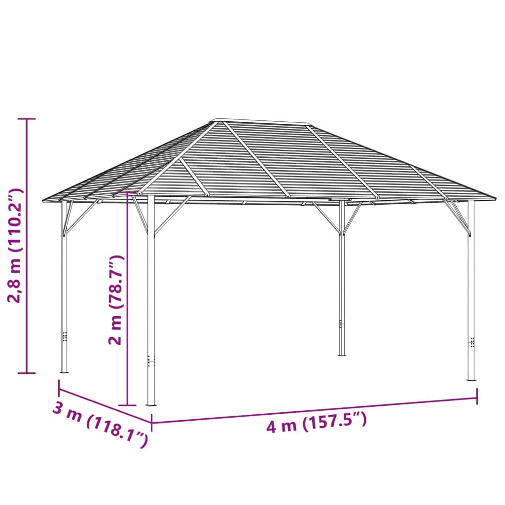 Pavillon mit Dach 4x3 m Anthrazit