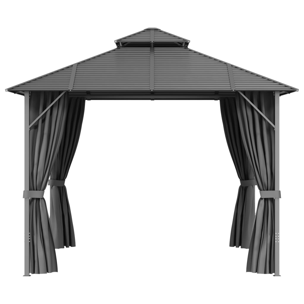 Pavillon mit Seitenwänden & Doppeldach 3x3 m Anthrazit