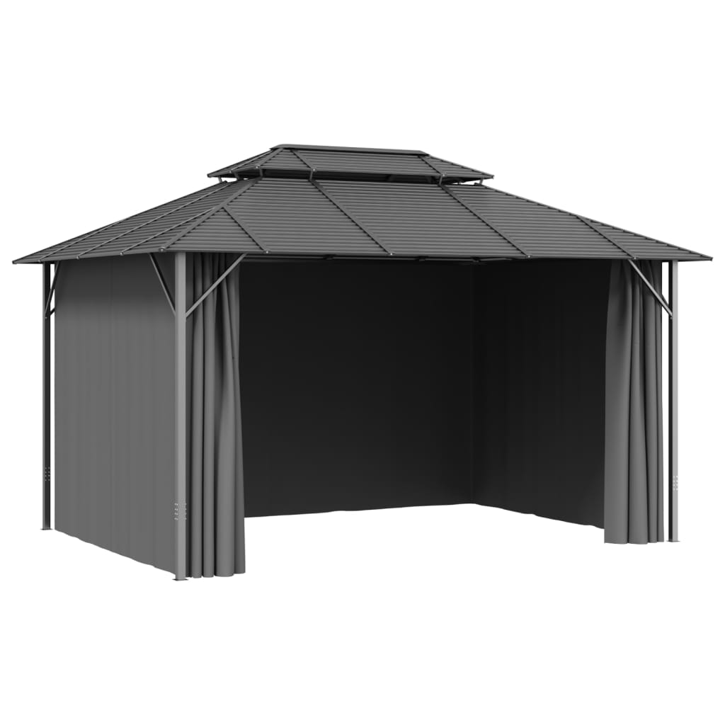 Pavillon mit Seitenwänden & Doppeldach 3x4 m Anthrazit