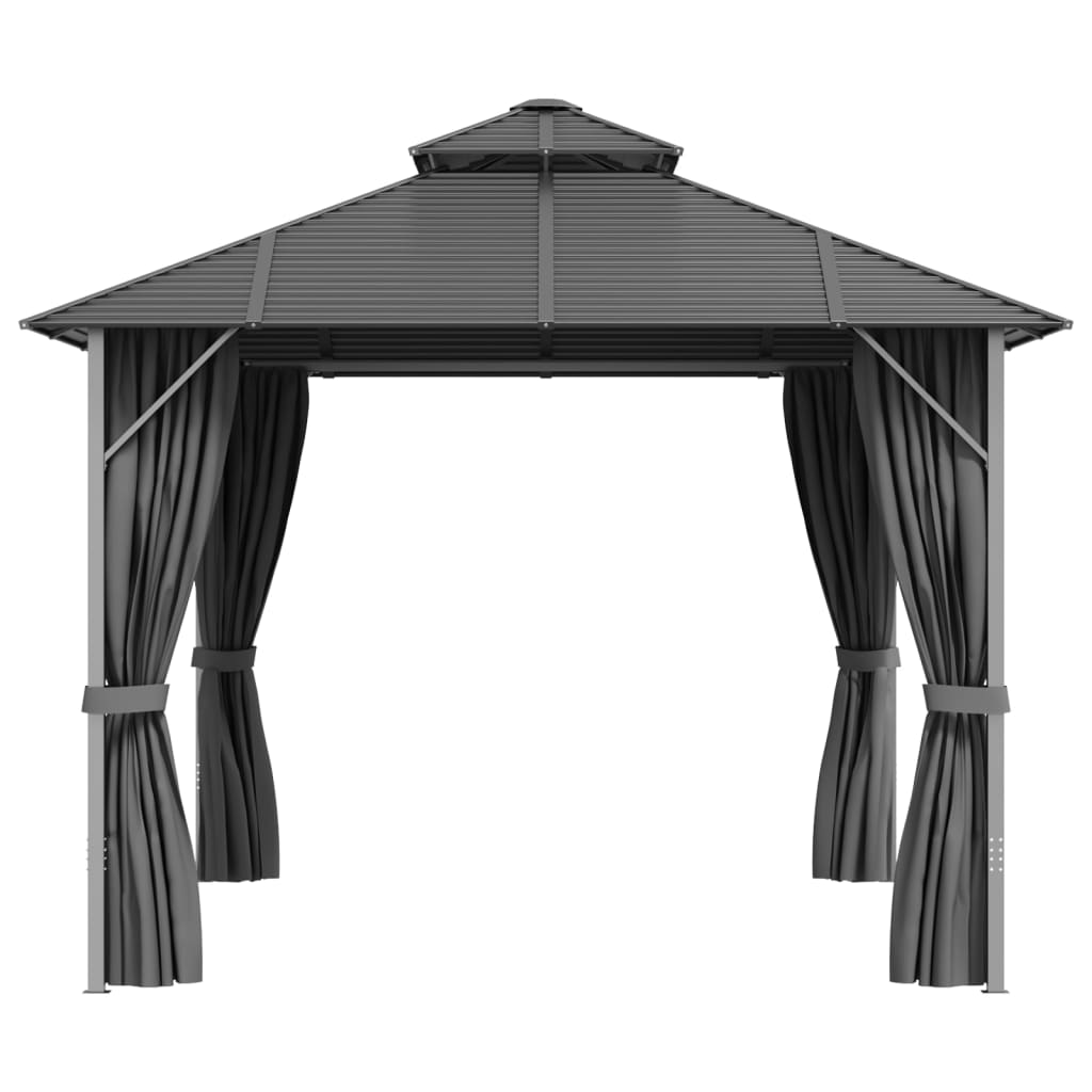 Pavillon mit Seitenwänden & Doppeldach 3x4 m Anthrazit