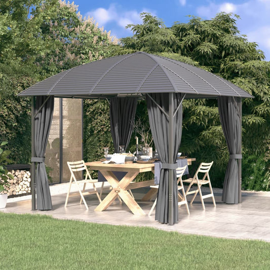 Pavillon mit Seitenwänden & Bogendach 3x3 m Anthrazit