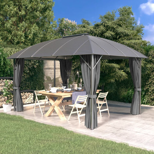 Pavillon mit Seitenwänden & Bogendach 3x4 m Anthrazit
