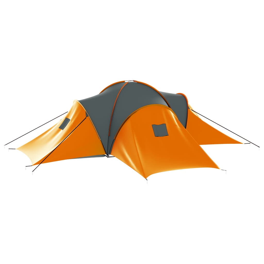 Campingzelt 9 Personen Stoff Grau und Orange