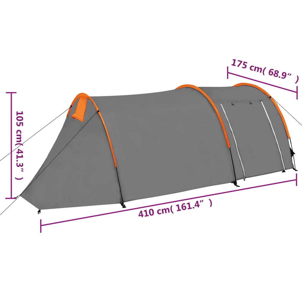 Campingzelt 4 Personen Grau und Orange