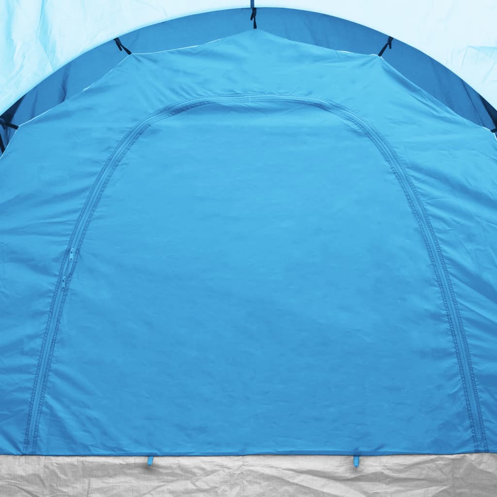 Tente de camping 6 personnes bleue et bleu clair