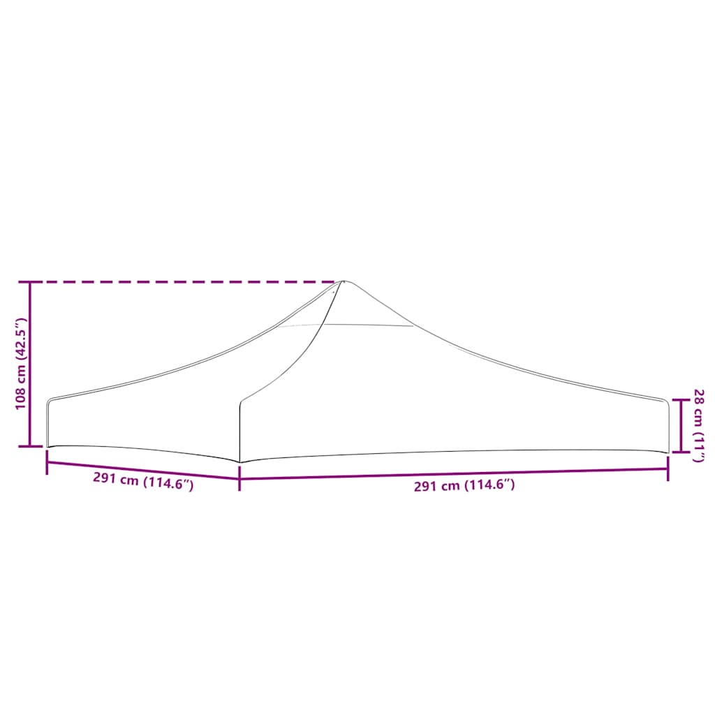 Partyzelt-Dach 3x3 m Gelb 270 g/m²
