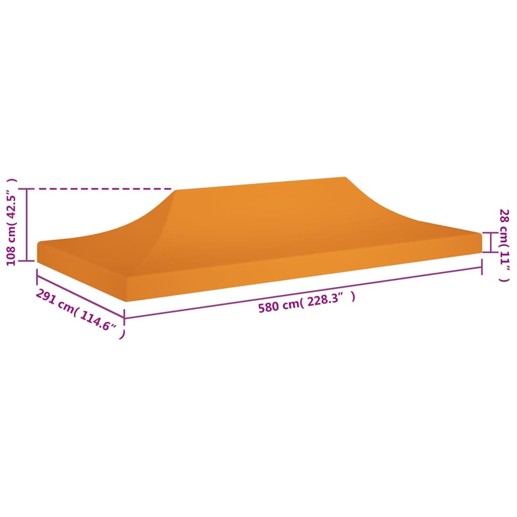 Toit de tente de réception 6x3 m orange 270 g/m²