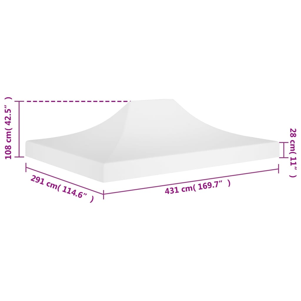 Toit de tente de réception 4,5x3 m blanc 270 g/m²