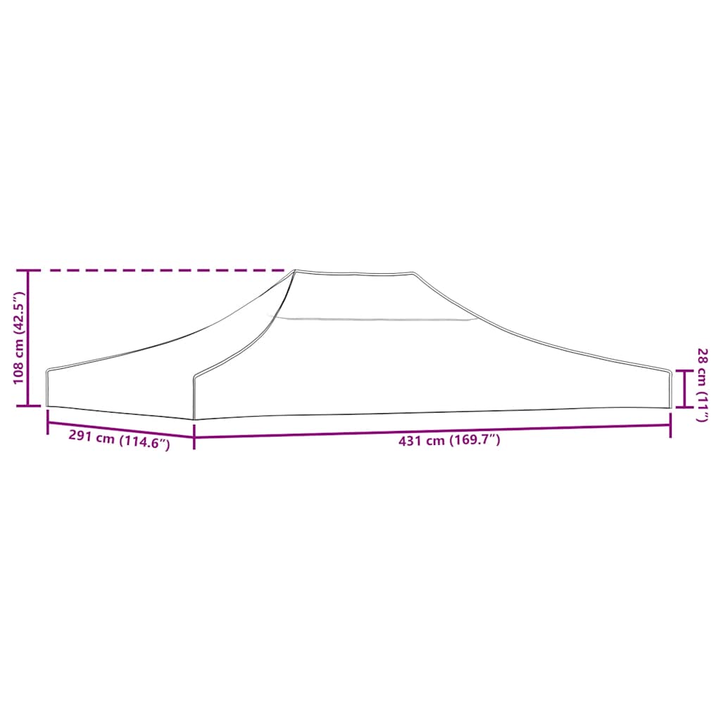 Toit de tente de réception 4,5x3 m taupe 270 g/m²