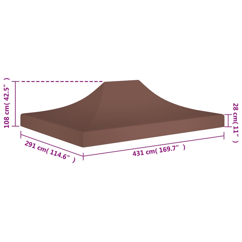 Toit de tente de réception 4,5x3 m marron 270 g/m²