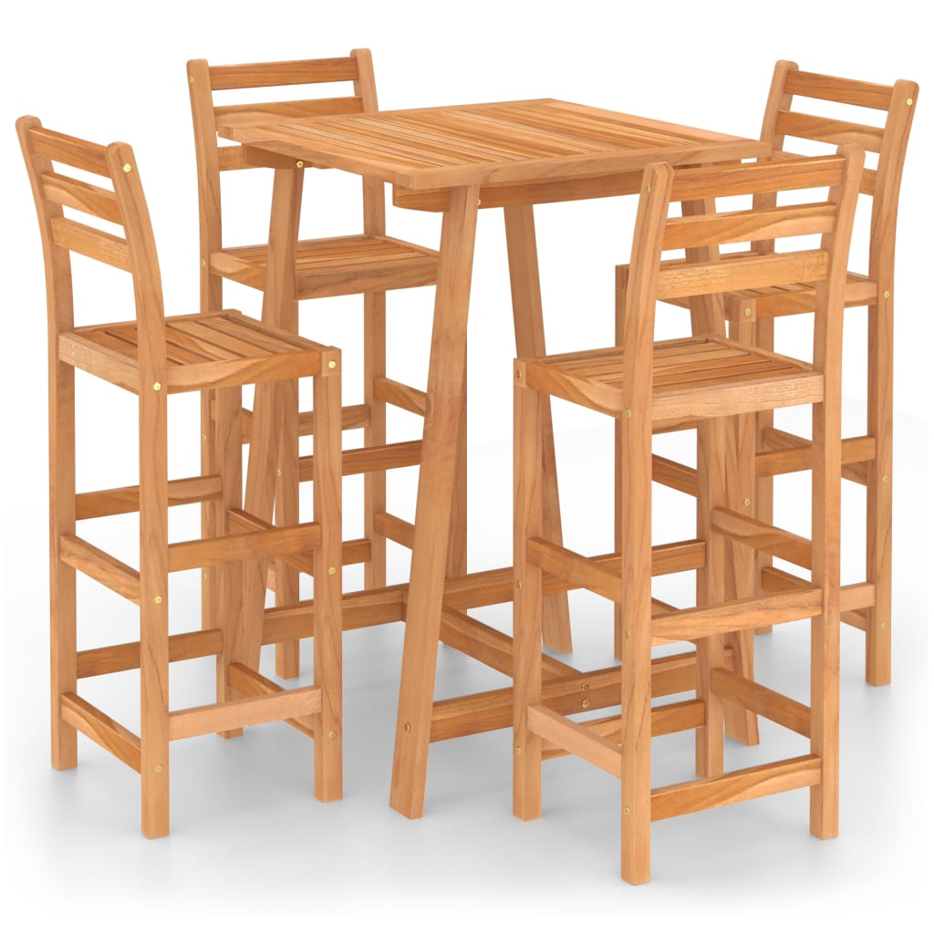 5-tlg. Gartenbar-Set Massivholz Akazie