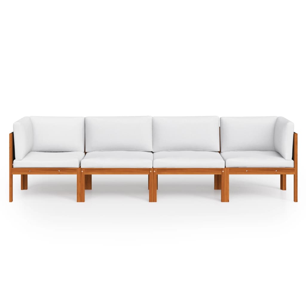 4-Sitzer-Gartensofa mit Kissen Holz Akazie & Seil