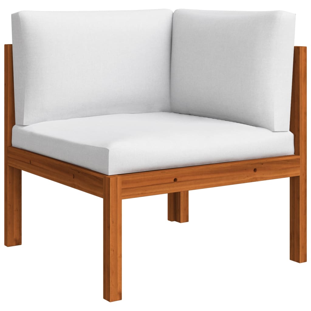 6-tlg. Garten-Lounge-Set mit Kissen Cremefarbenes Holz Akazie & Seil