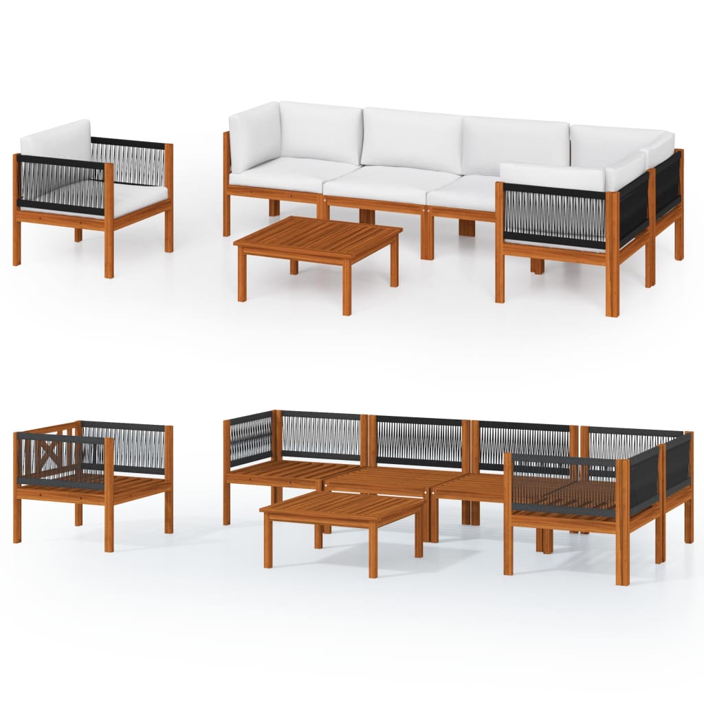 7-teiliges Garten-Lounge-Set mit Kissen Creme 63 x 63 cm