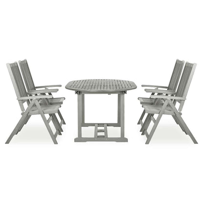 5-tlg. Garten-Essgruppe (150–200) x 100 cm Massivholz Akazie Grau