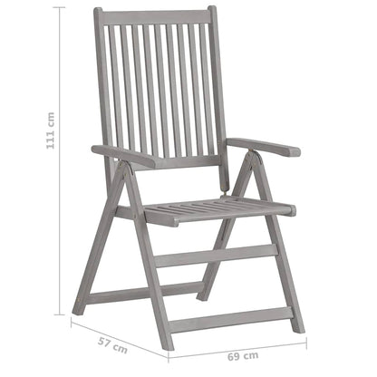 5-tlg. Garten-Essgruppe (150–200) x 100 cm Massivholz Akazie Grau