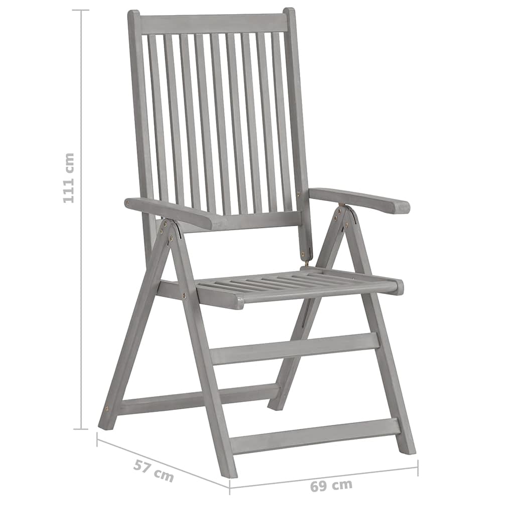 5-tlg. Garten-Essgruppe (150–200) x 100 cm Massivholz Akazie Grau