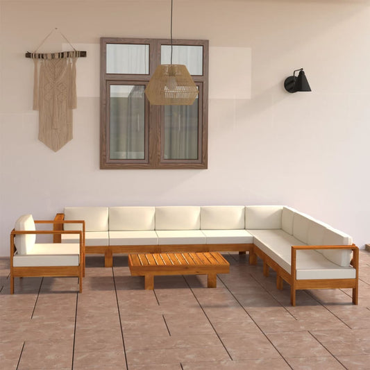 10-tlg. Garten-Lounge-Set mit Kissen 100x60 cm Akazienholz