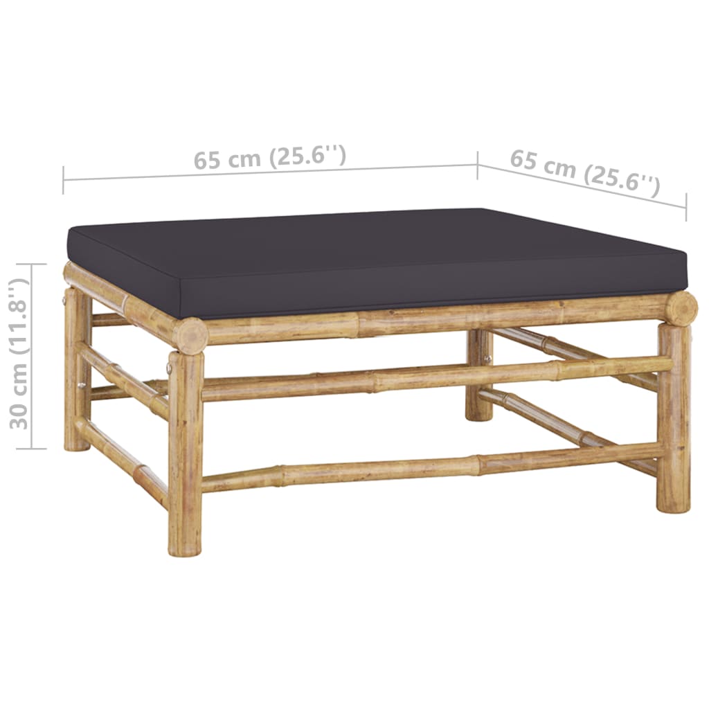 6-tlg. Garten-Lounge-Set mit Dunkelgrauen Kissen Bambus