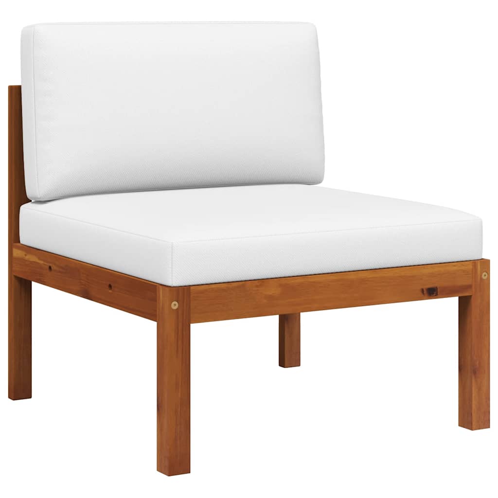 Garten-Mittelsofa mit Kissen Holz Akazie & Seil