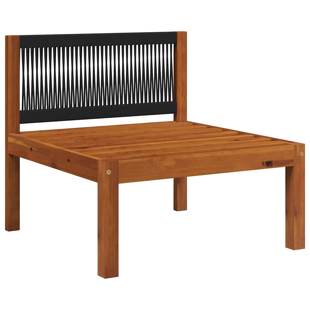 Garten-Mittelsofa mit Kissen Holz Akazie & Seil