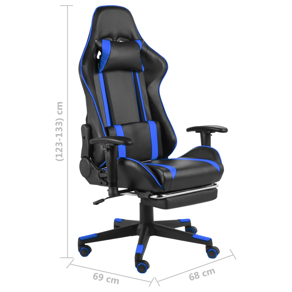 Gaming-Stuhl mit Fußstütze Drehbar Blau PVC