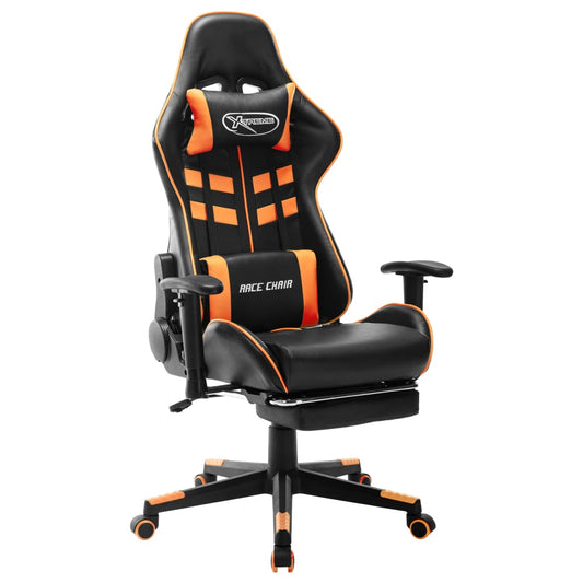 Gaming-Stuhl mit Fußstütze Schwarz und Orange Kunstleder