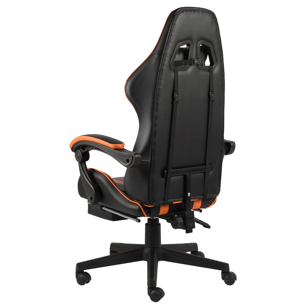 Gaming-Stuhl mit Fußstütze Schwarz und Orange Kunstleder