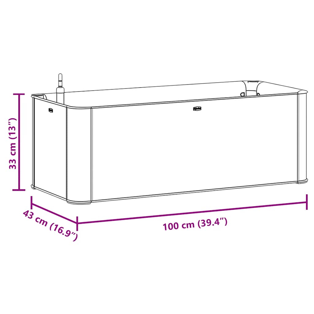 Garden raised bed with self-watering system white 100x43x33 cm
