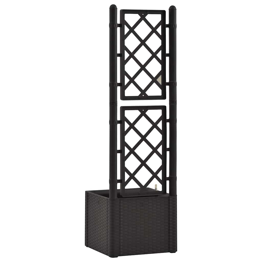 Garden raised bed with trellis self-watering system anthracite