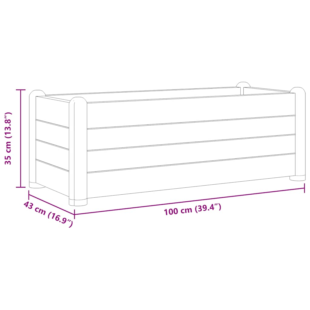 Garten-Hochbeet PP Anthrazit 100x43x35 cm