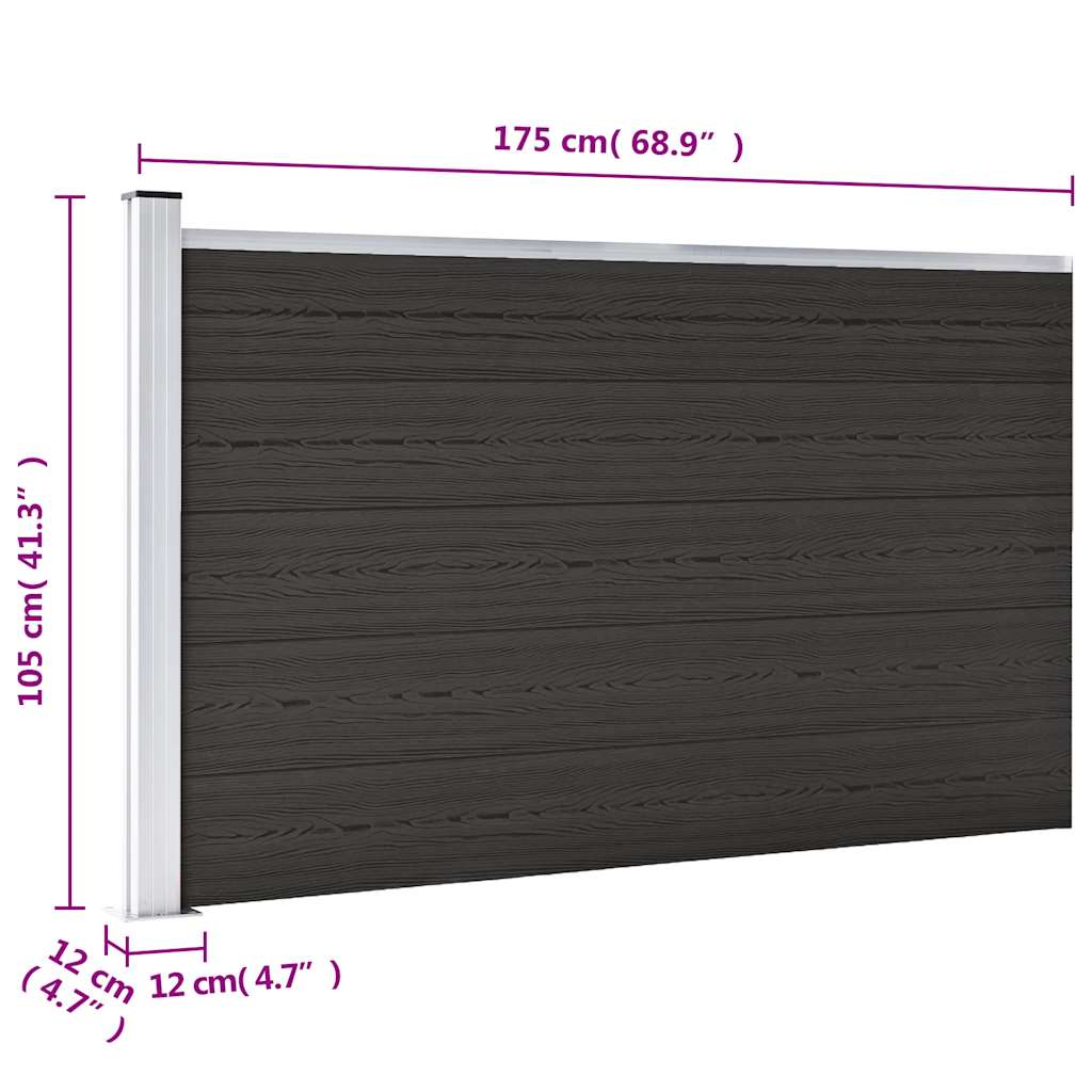 Zaunelement WPC 175x105 cm Schwarz