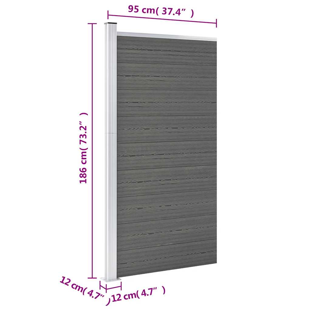 Zaunelement WPC 95x186 cm Grau