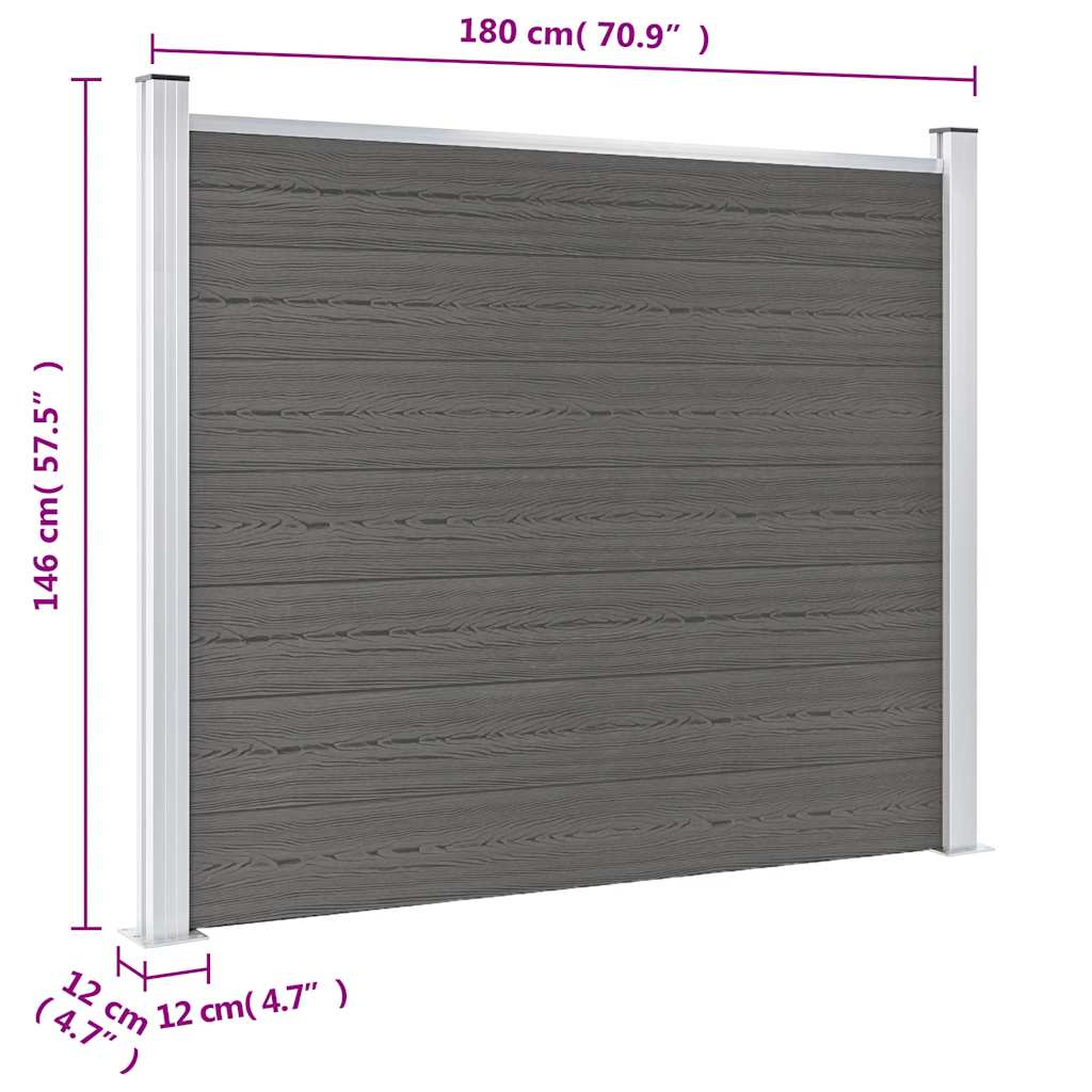 Zaunelement WPC 180x146 cm Grau