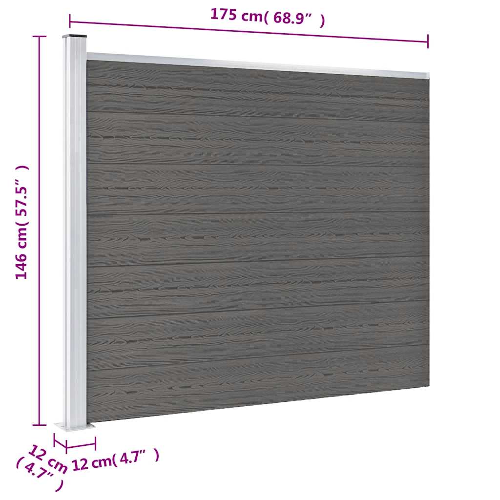 Zaunelement WPC 175x146 cm Grau
