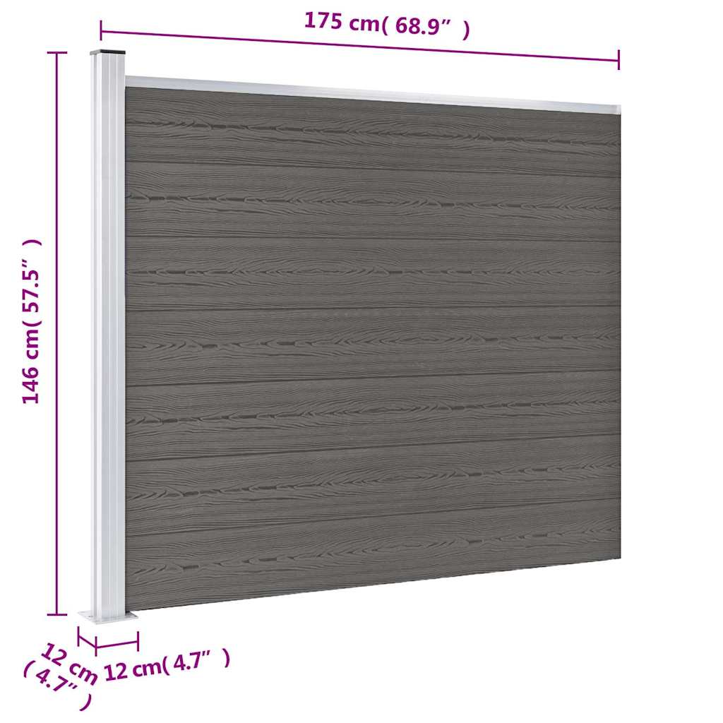 Zaunelement WPC 175x146 cm Grau