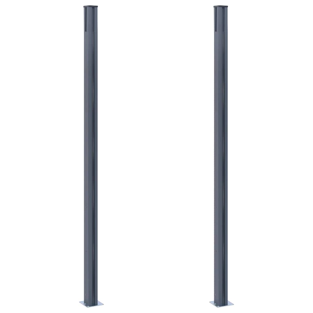 Zaunpfosten 2 Stk. Dunkelgrau 185 cm Aluminium