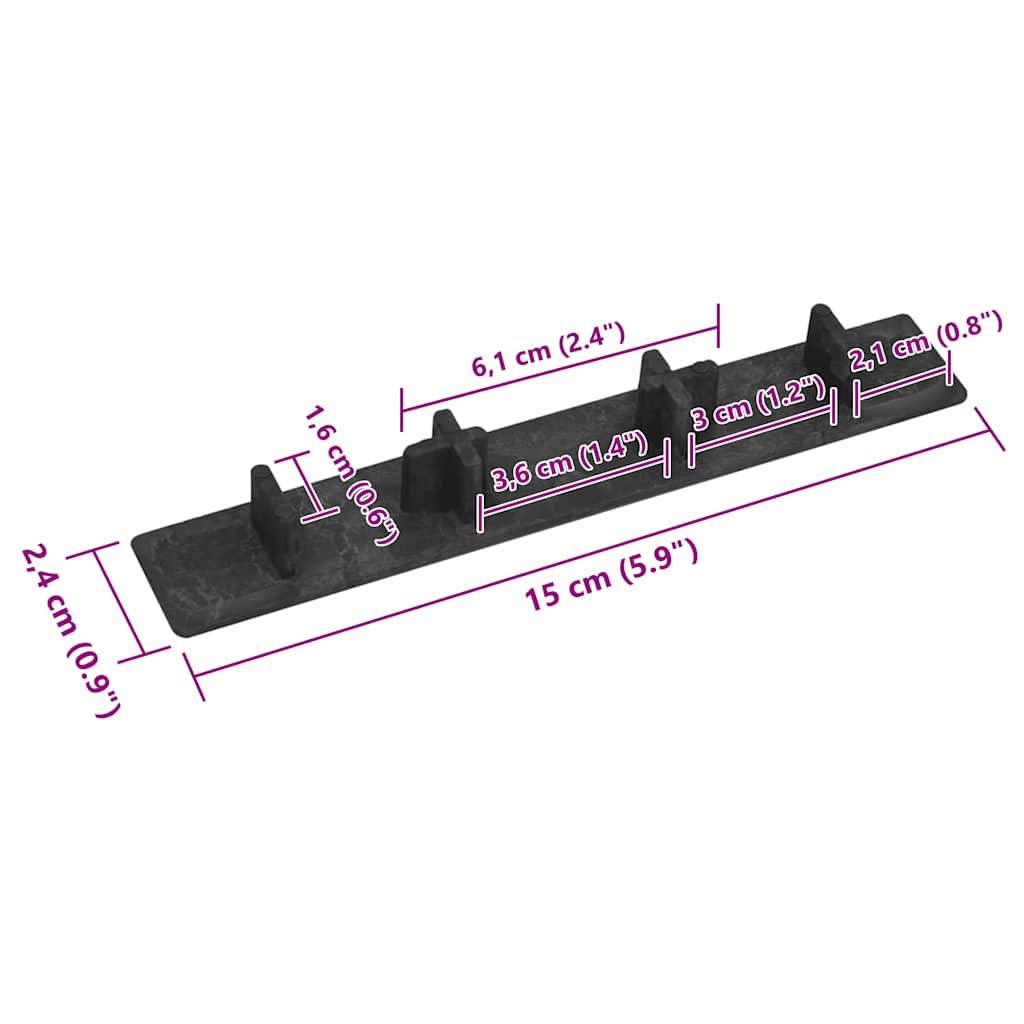 Endkappen für Terrassendielen 10 Stk. Schwarz Kunststoff