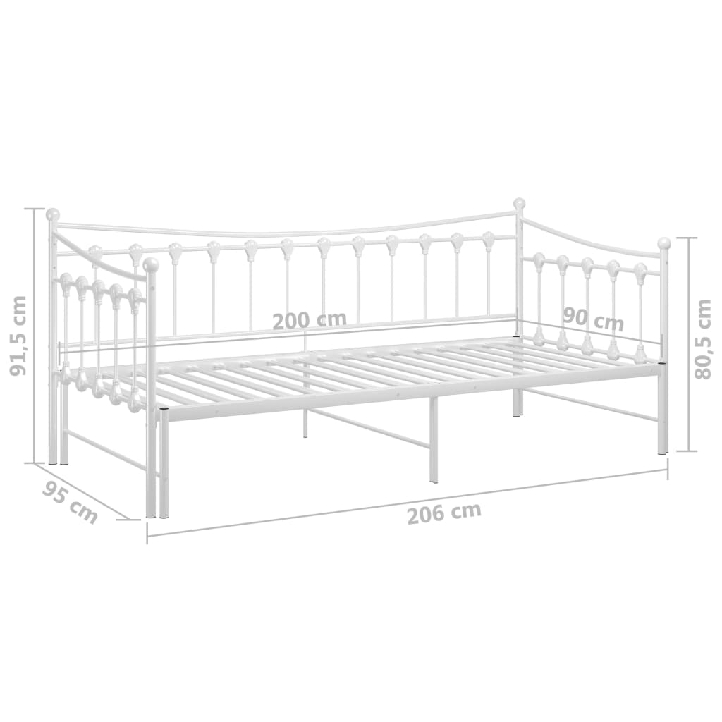 Ausziehsofa Bettgestell Weiß Metall 90x200 cm