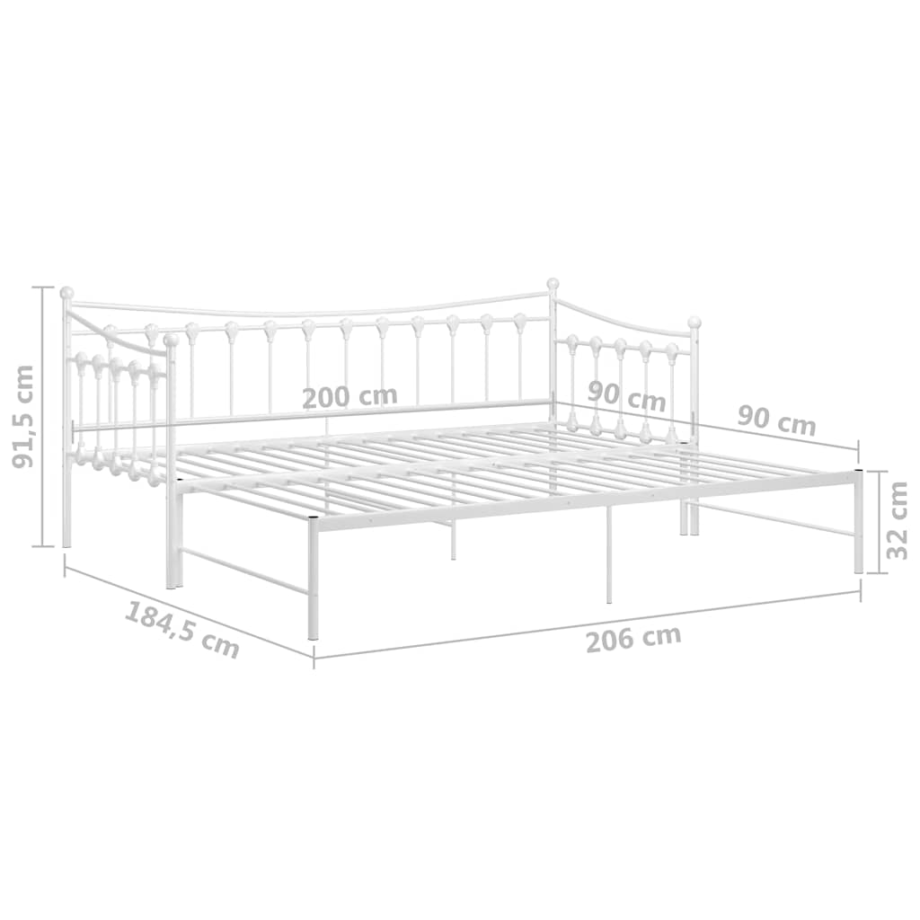Ausziehsofa Bettgestell Weiß Metall 90x200 cm
