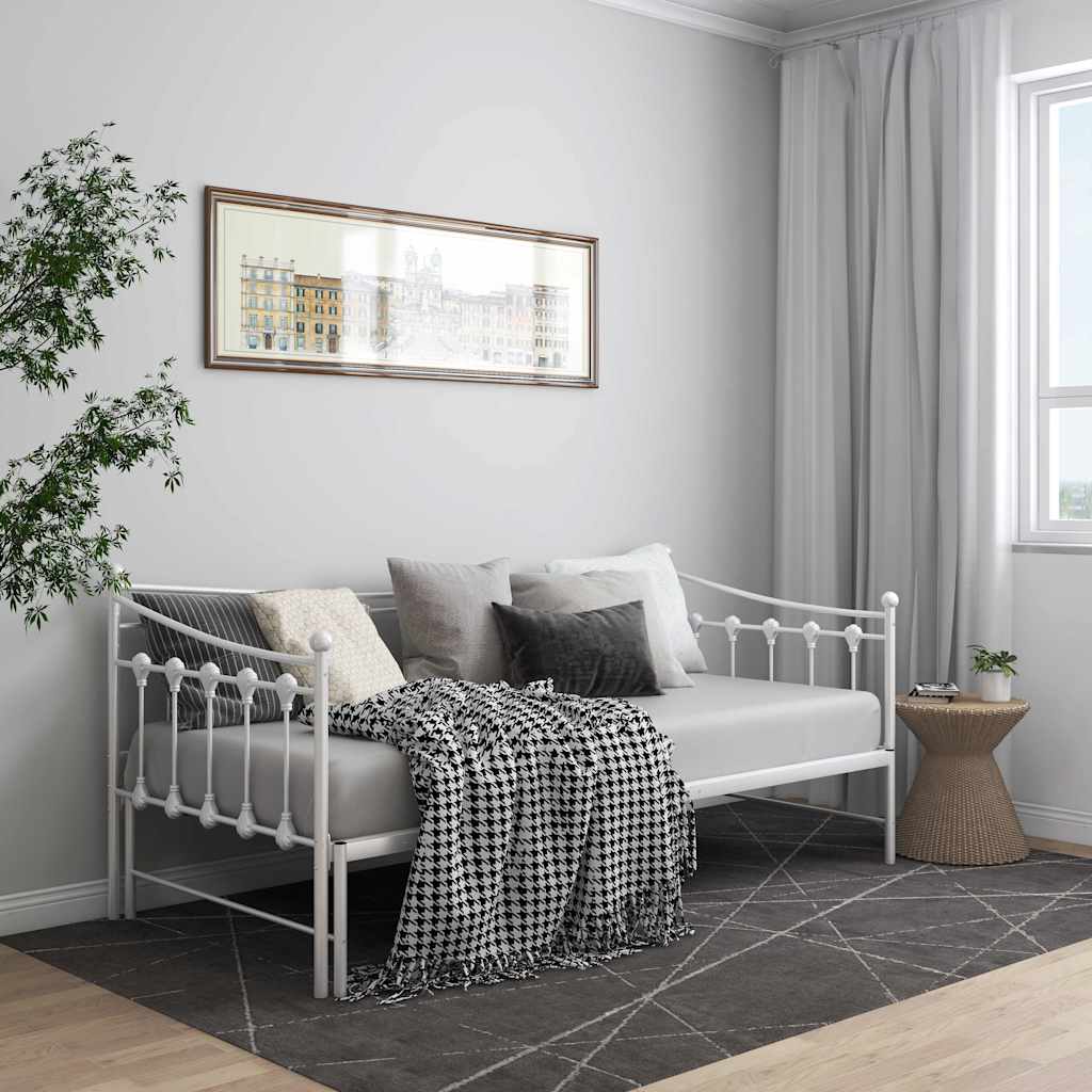 Ausziehsofa Bettgestell Weiß Metall 90x200 cm