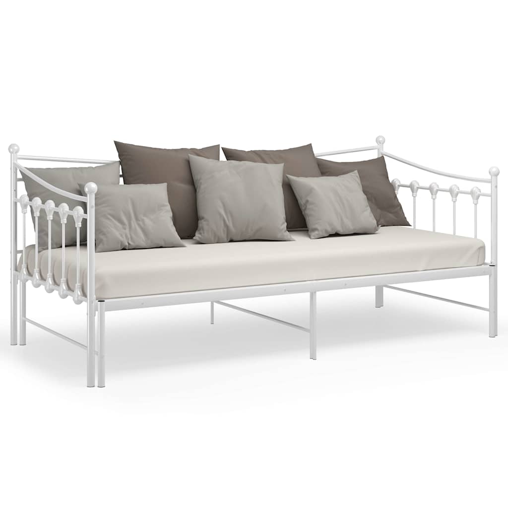 Ausziehsofa Bettgestell Weiß Metall 90x200 cm